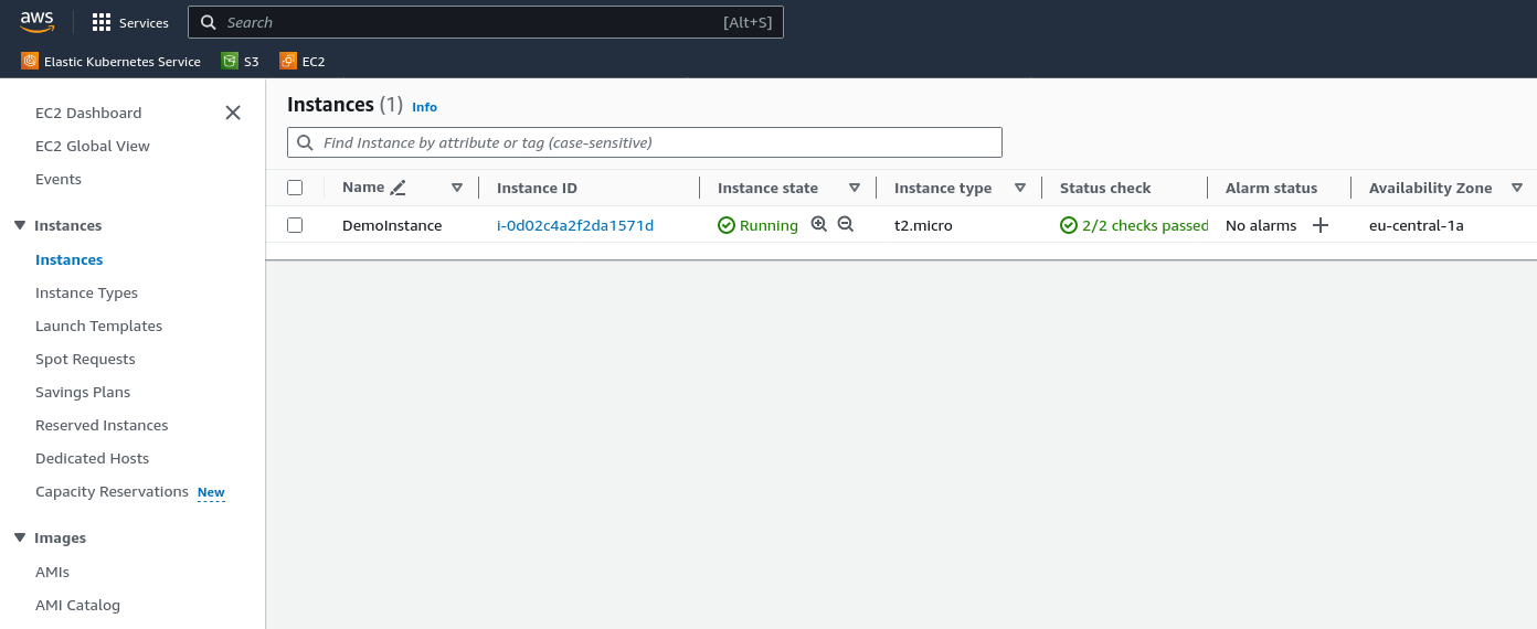 AWS Console EC2 instance